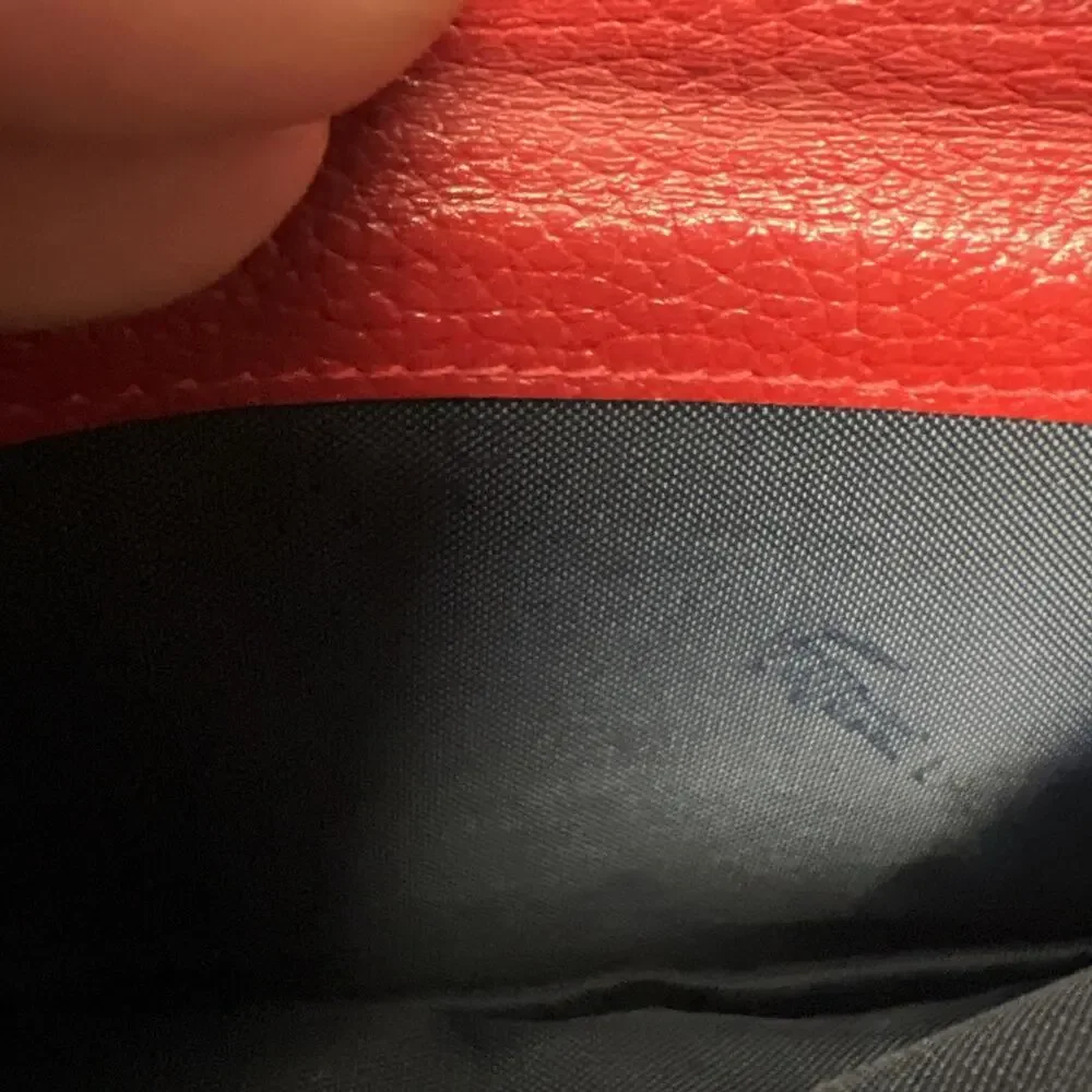 Lacoste Women's Long Wallet Red Pebbled Leather
